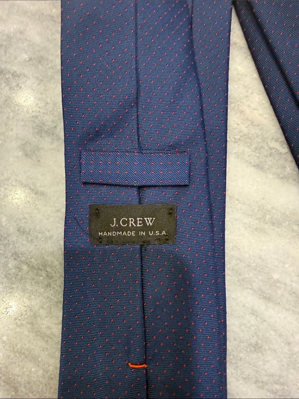 J. Crew Men's Navy Tie with Subtle Red Microdots